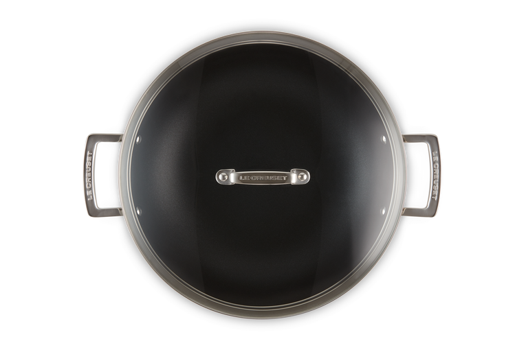 Le Creuset Stainless Steel Non-Stick Wok with Glass Lid 30