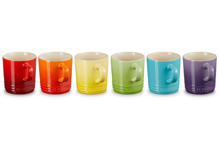 Le Creuset Stoneware Rainbow set of 6 espresso mugs