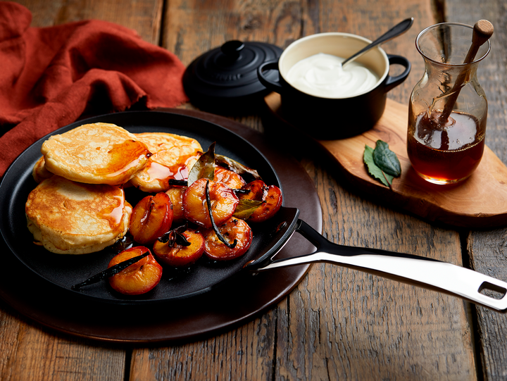 Drop Scones with Roasted Plums and Honey