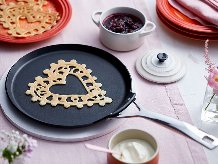 Lace Pancakes with Berry Compote and Creme Fraiche